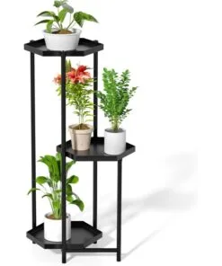 Valentina Metal Çiçeklik 3 Raflı 79 cm Altıgen Tasarım