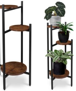 Valetta Metal Çiçeklik 81 cm 3 Raflı Siyah