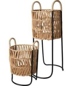 Vento Metal Çiçeklik 2 Raflı 61 cm Bej