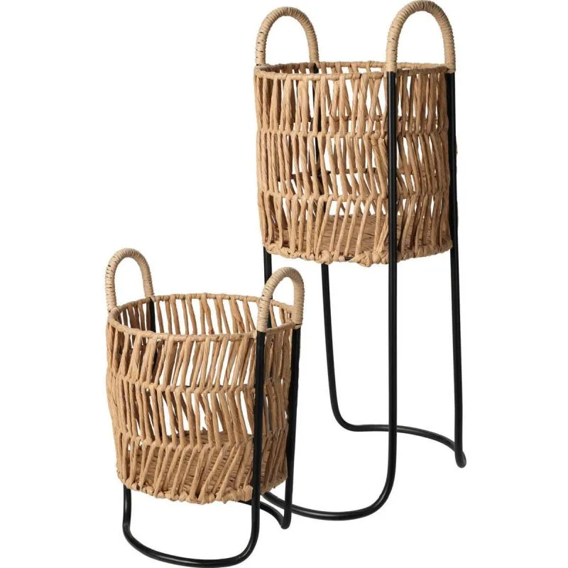 Vento Metal Çiçeklik 2 Raflı 61 cm Bej
