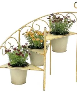 Verona Metal Merdiven Çiçeklik 3 Raflı 38 cm Sarı