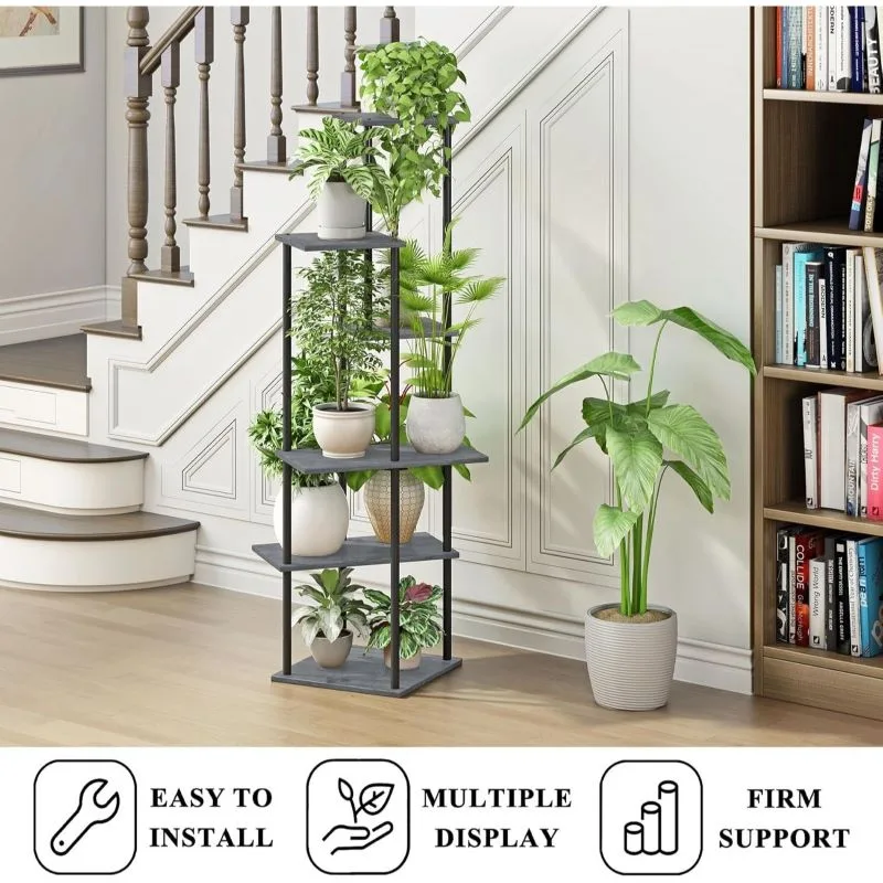 Veronica Metal Çiçeklik 6 Raflı 110 cm Oak Grey