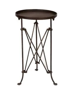 Walletto Bronz Metal Çiçeklik Sehpa 64 cm Yuvarlak