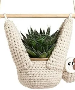 Walletto Pamuk Keten Beyaz 11 cm Makrome Saksılık
