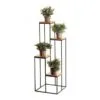Wardio 4 Raflı Metal MDF Çiçeklik 110 cm Siyah Meşe
