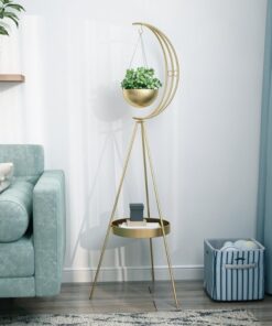 Wardio Altın Metal Çiçeklik 135 cm Tek Raflı