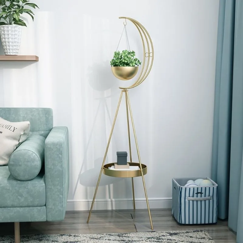 Wardio Altın Metal Çiçeklik 135 cm Tek Raflı