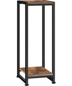 Amelia Metal Saksı Sehpası 2 Ahşap Raf 80 Cm