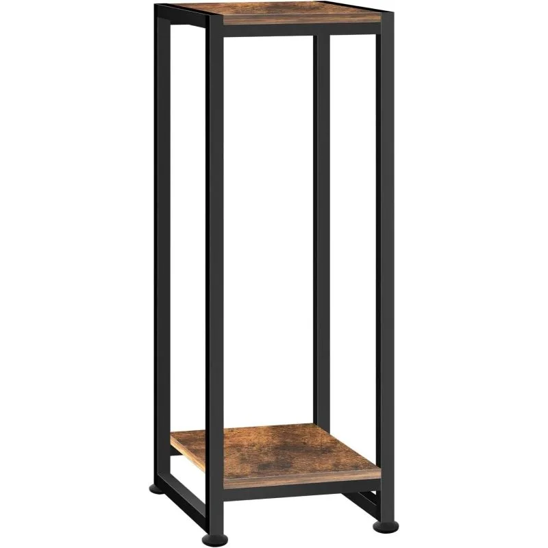 Amelia Metal Saksı Sehpası 2 Ahşap Raf 80 Cm