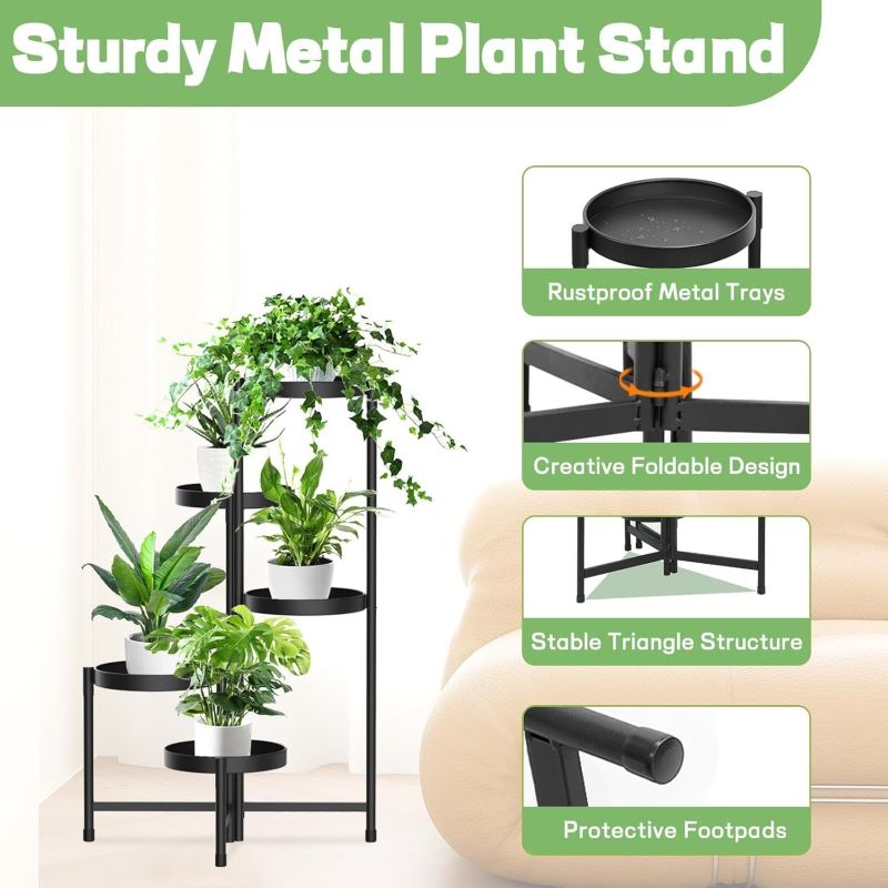 Boffi 5 Raflı Metal Çiçeklik Katlanabilir 80 cm - Görsel 2