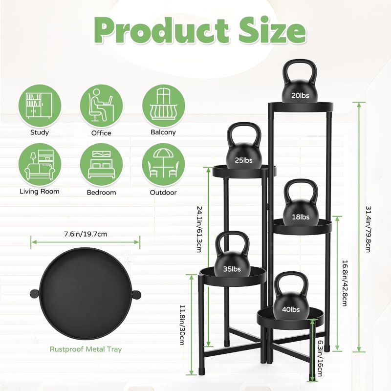 Boffi 5 Raflı Metal Çiçeklik Katlanabilir 80 cm - Görsel 3