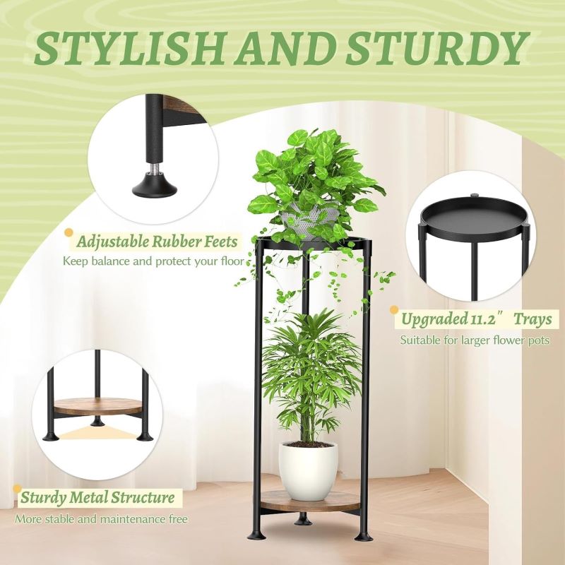 Botanica 2 Raflı Metal Çiçeklik 75 cm - Görsel 2