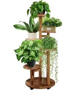 Cora Ahşap Çiçeklik 5 Raflı Tekerlekli 86 Cm