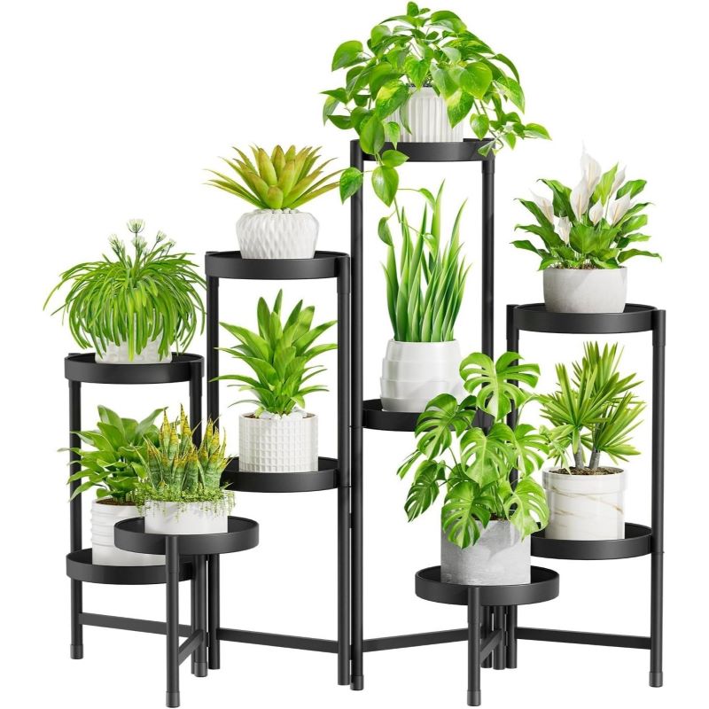 Dalia 10 Raflı Katlanır Metal Çiçeklik 82 Cm
