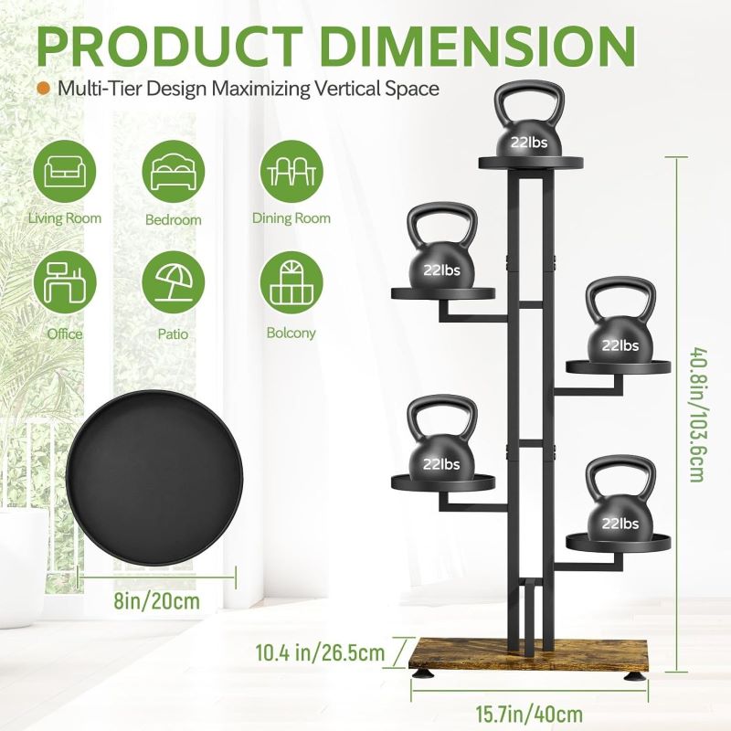 Kavas 7 Raflı Metal Çiçeklik 103 cm - Görsel 3