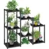 Laurel Metal Çiçeklik 7 Raflı Siyah  78 cm
