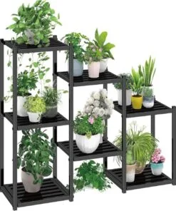 Laurel Metal Çiçeklik 7 Raflı Siyah  78 cm