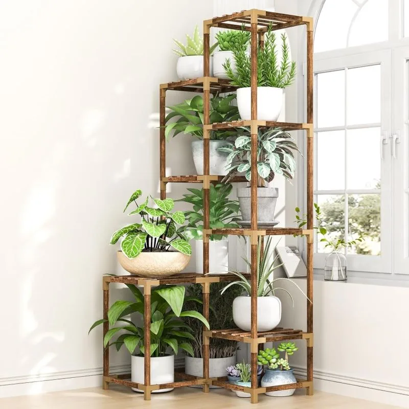 Lila 10 Raflı Ahşap Köşe Çiçeklik 122 Cm Lila 10 Raflı Ahşap Köşe Çiçeklik 122 Cm