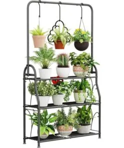 Livia 3 Raflı Askılı Metal Çiçeklik 137 Cm