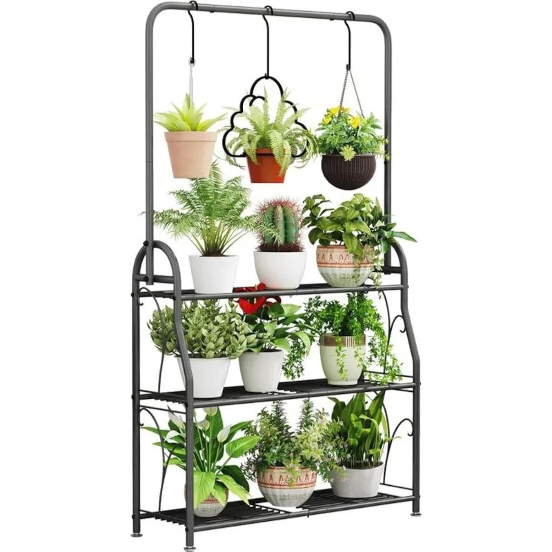 Livia 3 Raflı Askılı Metal Çiçeklik 137 Cm