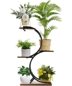 Nora 4 Raflı Çiçeklik Kavisli Metal 74 cm