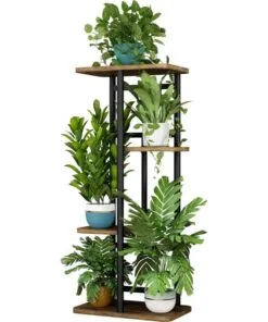Rosa 4 Raflı Siyah Metal Çiçeklik 74 Cm