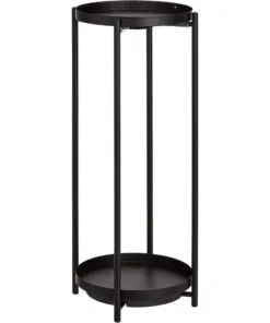 Sofia Yuvarlak Çiçeklik Sehpa 60 cm Metal Siyah