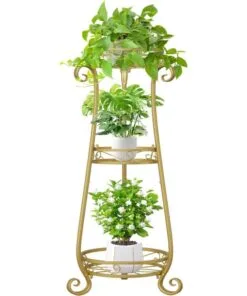 Solstice Ferforje Çiçeklik 3 Raflı 90 cm Gold