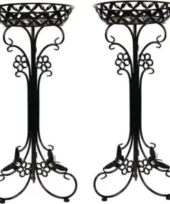 Velo Ferforje Çiçeklik 2’li Set 77 cm Siyah