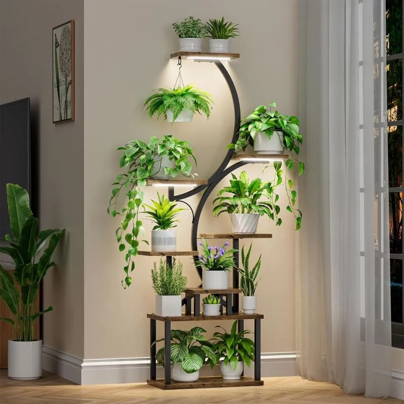 Willow Işıklı Metal Çiçeklik 8 Raflı 157 cm Willow Işıklı Metal Çiçeklik 8 Raflı 157 cm
