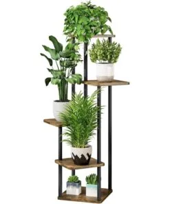 Zera Çiçeklik 5 Raflı Rustik Metal Siyah 106 cm