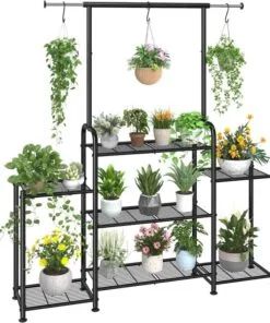 Zinnia Metal Çiçeklik 6 Raflı Askı Kancalı 163 cm